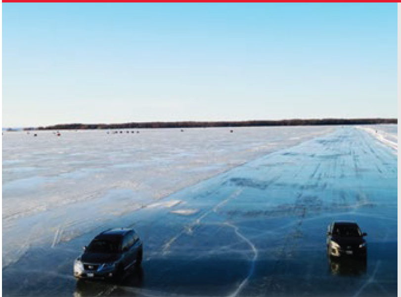 Cars driving on iced road