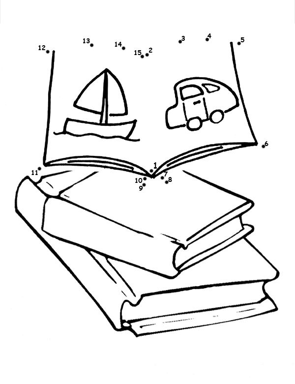 stack of books with dots on top that connect to form an open book