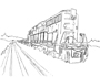 train in black and white