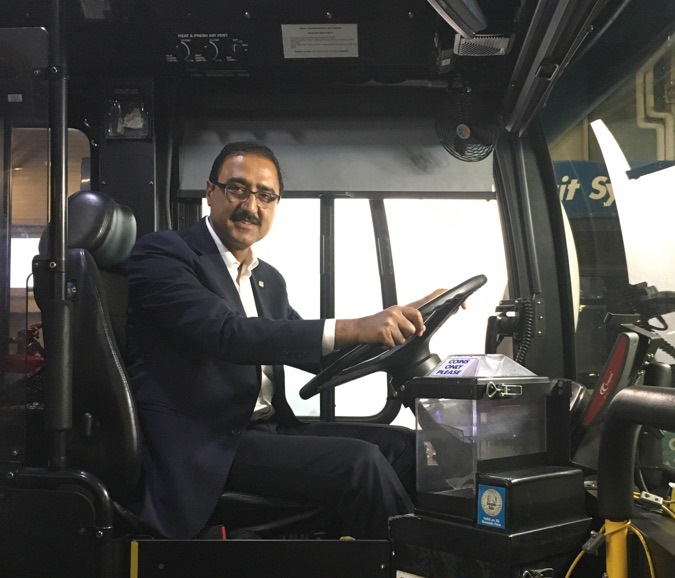 Behind the wheel of an Edmonton Transit System (ETS) bus
