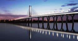 View of bridge at night