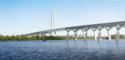 View of bridge from across the water