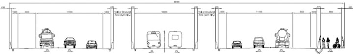Drawing showing a three-corridor configuration