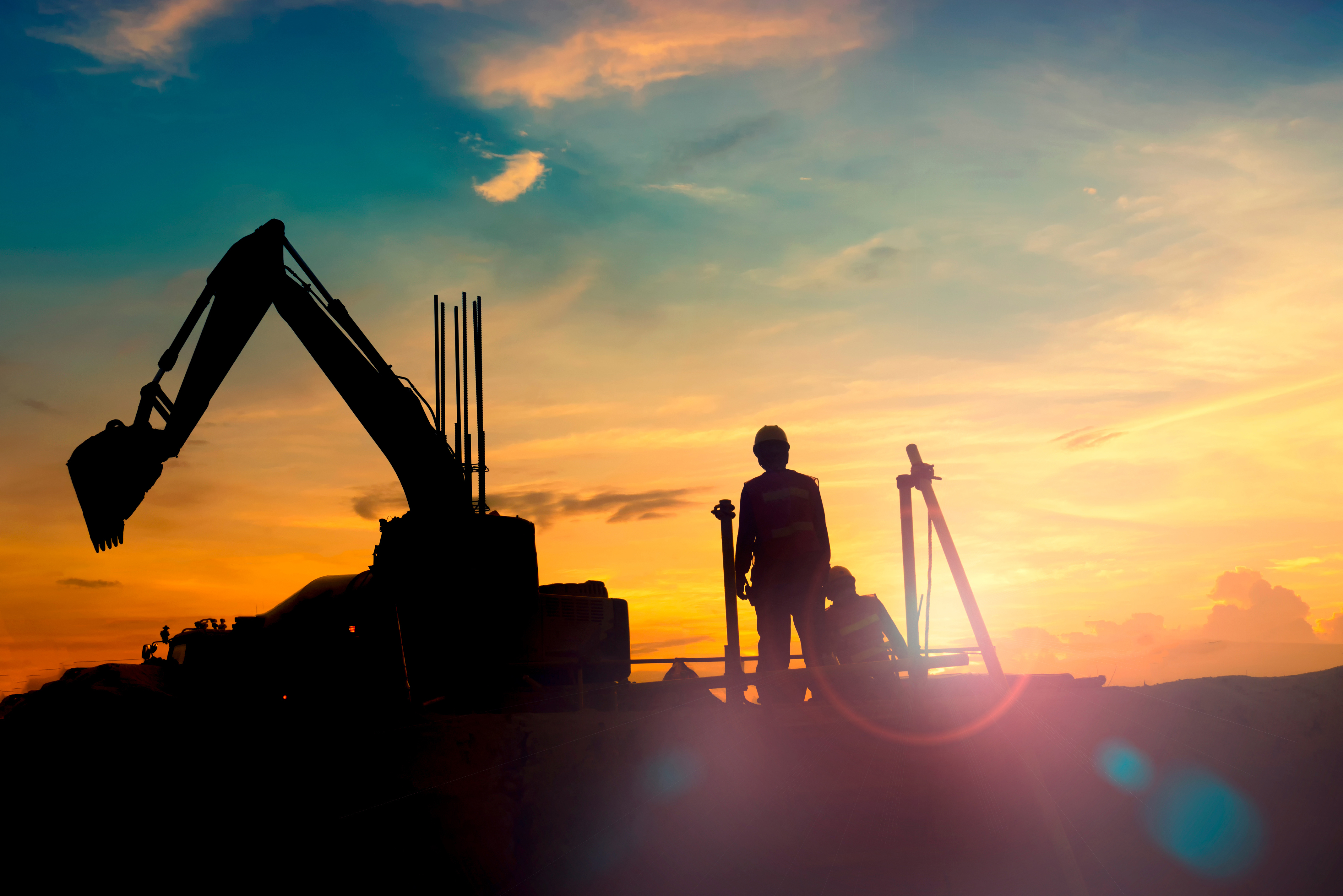 Sunset at a contruction site