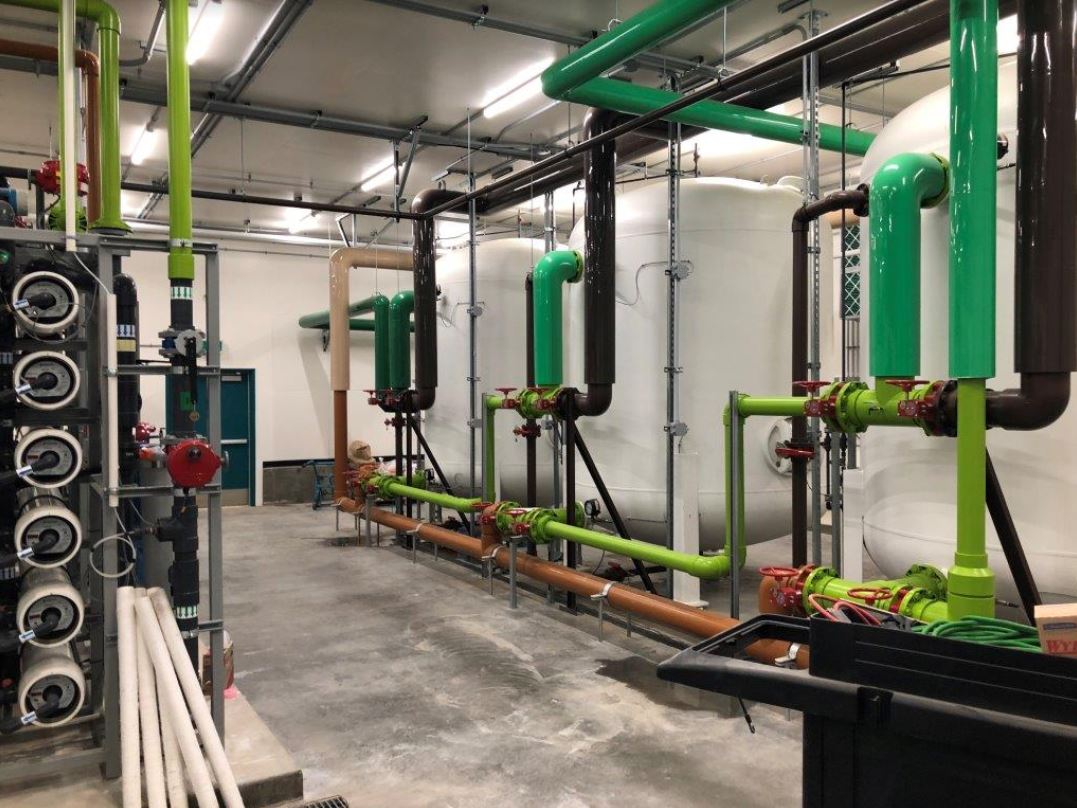 Pipes inside a geothermal power facility