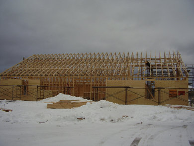 Adding roof trusses to the library frame