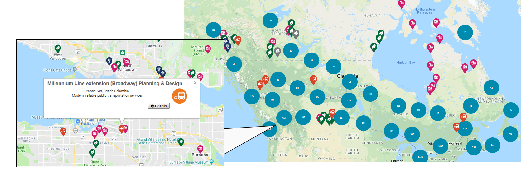 Figure 4: Investing in Canada Interactive GeoMap